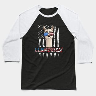 LLamerica American Flag LLama Pun Baseball T-Shirt